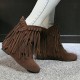 Plus Size Women Casual Suede Tassel Increased Heel Short Boots Plus Size Women Casual Suede Tassel Increased Heel Short Boots