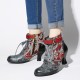 Embossed Splicing Tribal Pattern Buckle Deco Lace-up Zipper Warm Lined Ankle Boots Embossed Splicing Tribal Pattern Buckle Deco Lace-up Zipper Warm Lined Ankle Boots