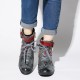 Embossed Splicing Tribal Pattern Buckle Deco Lace-up Zipper Warm Lined Ankle Boots Embossed Splicing Tribal Pattern Buckle Deco Lace-up Zipper Warm Lined Ankle Boots