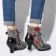 Embossed Splicing Tribal Pattern Buckle Deco Lace-up Zipper Warm Lined Ankle Boots Embossed Splicing Tribal Pattern Buckle Deco Lace-up Zipper Warm Lined Ankle Boots