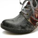 Embossed Splicing Tribal Pattern Buckle Deco Lace-up Zipper Warm Lined Ankle Boots Embossed Splicing Tribal Pattern Buckle Deco Lace-up Zipper Warm Lined Ankle Boots