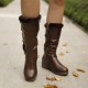 Women Plush Lining Buckle Decor Mid Calf Motorcycle Boots Women Plush Lining Buckle Decor Mid Calf Motorcycle Boots