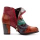 Splicing Pattern Button Zipper Ankle Leather Boots Splicing Pattern Button Zipper Ankle Leather Boots