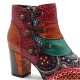Splicing Pattern Button Zipper Ankle Leather Boots Splicing Pattern Button Zipper Ankle Leather Boots
