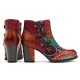 Splicing Pattern Button Zipper Ankle Leather Boots Splicing Pattern Button Zipper Ankle Leather Boots
