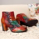Splicing Pattern Button Zipper Ankle Leather Boots Splicing Pattern Button Zipper Ankle Leather Boots