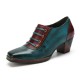 Genuine Leather Comfy Side-zip Retro Square Toe Heels Genuine Leather Comfy Side-zip Retro Square Toe Heels