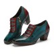 Genuine Leather Comfy Side-zip Retro Square Toe Heels Genuine Leather Comfy Side-zip Retro Square Toe Heels