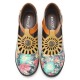 Genuine Leather Retro Floral Hook & Loop Comfy T-strap Heels Genuine Leather Retro Floral Hook & Loop Comfy T-strap Heels