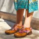 Genuine Leather Retro Floral Lace-up Comfy Round Toe Oxfords Heels Genuine Leather Retro Floral Lace-up Comfy Round Toe Oxfords Heels