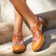 Genuine Leather Retro Floral Lace-up Comfy Round Toe Oxfords Heels Genuine Leather Retro Floral Lace-up Comfy Round Toe Oxfords Heels