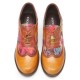 Genuine Leather Retro Floral Lace-up Comfy Round Toe Oxfords Heels Genuine Leather Retro Floral Lace-up Comfy Round Toe Oxfords Heels