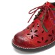 Genuine Leather Retro Comfy Breathable Hollow Lace-up Low Heel Oxfords Shoes Genuine Leather Retro Comfy Breathable Hollow Lace-up Low Heel Oxfords Shoes