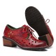 Genuine Leather Retro Comfy Breathable Hollow Lace-up Low Heel Oxfords Shoes Genuine Leather Retro Comfy Breathable Hollow Lace-up Low Heel Oxfords Shoes