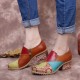Retro Contrast Splicing Leather Zipper Low Heel Ankle Boots Slip On Block Heel Pumps Retro Contrast Splicing Leather Zipper Low Heel Ankle Boots Slip On Block Heel Pumps