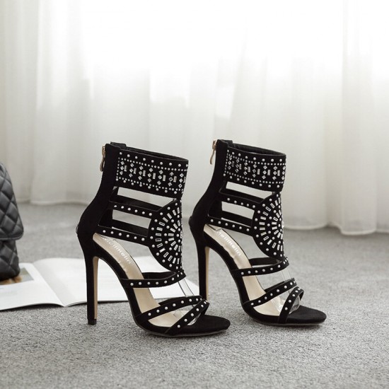 Women Roman Rhinestone Open Toe Party High Heels Pumps Women Roman Rhinestone Open Toe Party High Heels Pumps