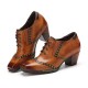 Genuine Leather Comfy Lace-up Retro Square Toe Oxfords Heels Genuine Leather Comfy Lace-up Retro Square Toe Oxfords Heels
