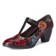 Retro Florals Embroidery Flowers Leather Low Heel T-strap Hook Loop Pumps Retro Florals Embroidery Flowers Leather Low Heel T-strap Hook Loop Pumps