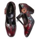 Retro Florals Embroidery Flowers Leather Low Heel T-strap Hook Loop Pumps Retro Florals Embroidery Flowers Leather Low Heel T-strap Hook Loop Pumps