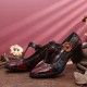 Retro Florals Embroidery Flowers Leather Low Heel T-strap Hook Loop Pumps Retro Florals Embroidery Flowers Leather Low Heel T-strap Hook Loop Pumps
