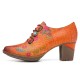 Leather Plaid Beaded Floral Elastic Strings Block Heel Pumps Dress Shoes Leather Plaid Beaded Floral Elastic Strings Block Heel Pumps Dress Shoes