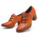 Leather Plaid Beaded Floral Elastic Strings Block Heel Pumps Dress Shoes Leather Plaid Beaded Floral Elastic Strings Block Heel Pumps Dress Shoes