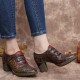 Leather Plaid Beaded Floral Elastic Strings Block Heel Pumps Dress Shoes Leather Plaid Beaded Floral Elastic Strings Block Heel Pumps Dress Shoes