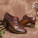 Leather Plaid Beaded Floral Elastic Strings Block Heel Pumps Dress Shoes Leather Plaid Beaded Floral Elastic Strings Block Heel Pumps Dress Shoes