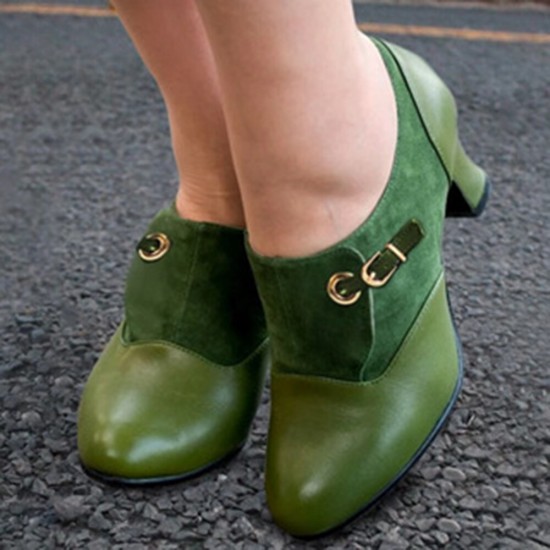Women Plus Size Stitching Solid Slip On Pumps Women Plus Size Stitching Solid Slip On Pumps