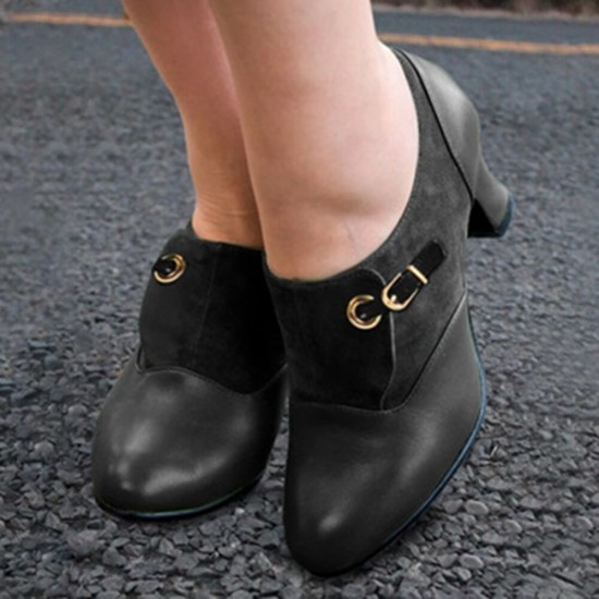 Women Plus Size Stitching Solid Slip On Pumps Women Plus Size Stitching Solid Slip On Pumps