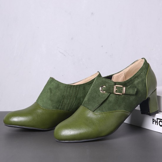 Women Plus Size Stitching Solid Slip On Pumps Women Plus Size Stitching Solid Slip On Pumps