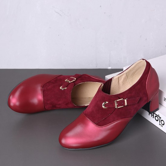 Women Plus Size Stitching Solid Slip On Pumps Women Plus Size Stitching Solid Slip On Pumps