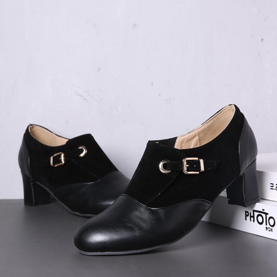 Women Plus Size Stitching Solid Slip On Pumps Women Plus Size Stitching Solid Slip On Pumps