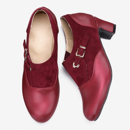 Women Plus Size Stitching Solid Slip On Pumps Women Plus Size Stitching Solid Slip On Pumps