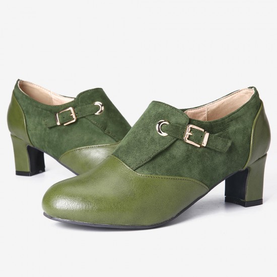 Women Plus Size Stitching Solid Slip On Pumps Women Plus Size Stitching Solid Slip On Pumps