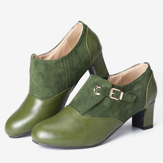 Women Plus Size Stitching Solid Slip On Pumps Women Plus Size Stitching Solid Slip On Pumps