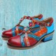 Genuine Leather Comfy Hook & Loop Retro Ethnic Low Heel Floral T-Strap Shoes Genuine Leather Comfy Hook & Loop Retro Ethnic Low Heel Floral T-Strap Shoes