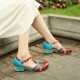 Genuine Leather Comfy Hook & Loop Retro Ethnic Low Heel Floral T-Strap Shoes Genuine Leather Comfy Hook & Loop Retro Ethnic Low Heel Floral T-Strap Shoes
