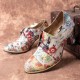 Fresh Natural Flowers Leaves Printed Comfy Wearable Chunky Heel Women Casual Lace Up Pumps Fresh Natural Flowers Leaves Printed Comfy Wearable Chunky Heel Women Casual Lace Up Pumps