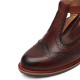 Genuine Leather Hook & Loop Comfy Retro Brown T-strap Heels Genuine Leather Hook & Loop Comfy Retro Brown T-strap Heels