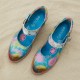 Genuine Leather Hook & Loop Leaf Painted Comfy Mary Jane Heels Genuine Leather Hook & Loop Leaf Painted Comfy Mary Jane Heels