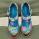Genuine Leather Hook & Loop Leaf Painted Comfy Mary Jane Heels Genuine Leather Hook & Loop Leaf Painted Comfy Mary Jane Heels