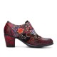 Women Retro Floral Printing Leather Soft Round Toe Sculpted Chunky Heels Women Retro Floral Printing Leather Soft Round Toe Sculpted Chunky Heels