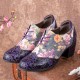 Women Retro Floral Printing Leather Splicing Soft Comfy Sculpted Chunky Heels Women Retro Floral Printing Leather Splicing Soft Comfy Sculpted Chunky Heels