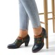 Genuine Leather Comfy Side-zip Retro Belt Buckle Decor Floral Heels Genuine Leather Comfy Side-zip Retro Belt Buckle Decor Floral Heels