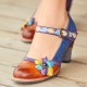 Genuine Leather Hook & Loop Floral Embellished Comfy Mary Jane Heels Genuine Leather Hook & Loop Floral Embellished Comfy Mary Jane Heels