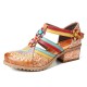 Bohemia Ethnic Style Stitching Embossed Beading Floral Chunky Heel Pumps Bohemia Ethnic Style Stitching Embossed Beading Floral Chunky Heel Pumps