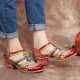 Bohemia Ethnic Style Stitching Embossed Beading Floral Chunky Heel Pumps Bohemia Ethnic Style Stitching Embossed Beading Floral Chunky Heel Pumps