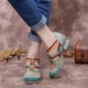 Bohemia Ethnic Style Stitching Embossed Beading Floral Chunky Heel Pumps Bohemia Ethnic Style Stitching Embossed Beading Floral Chunky Heel Pumps