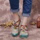 Bohemia Ethnic Style Stitching Embossed Beading Floral Chunky Heel Pumps Bohemia Ethnic Style Stitching Embossed Beading Floral Chunky Heel Pumps